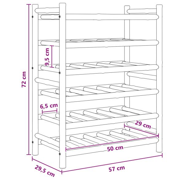 Винен рафт Естествен 57 x 29,5 x 72 см Бамбук