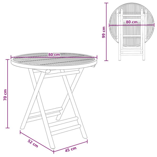 Градинска маса Естествен 80 x 70 cm Бамбук