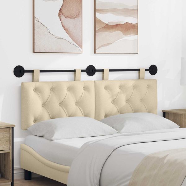 Висяща табла Монтиране на стена Крем 130 x 55 x 7 см текстил