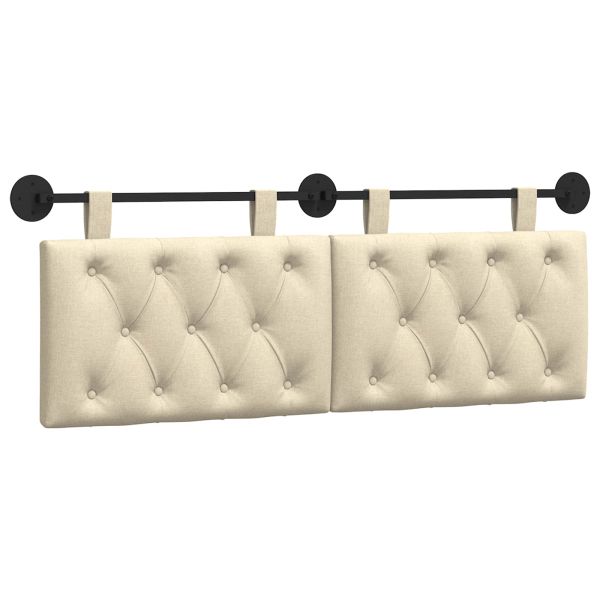 Висяща табла Монтиране на стена Крем 130 x 55 x 7 см текстил