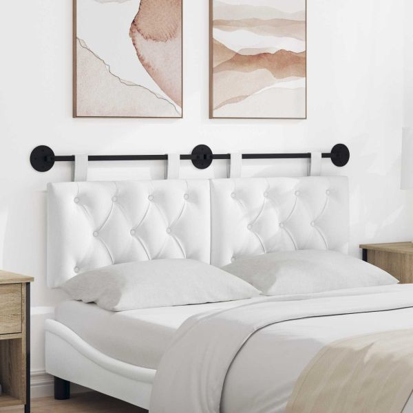 Висяща табла Монтиране на стена Бял 130 x 55 x 7 см текстил