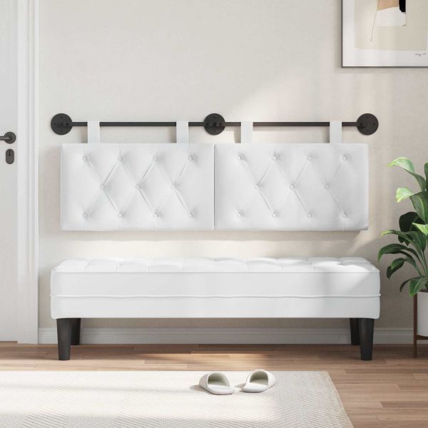 Висяща табла Монтиране на стена Бял 150 x 55 x 7 см текстил