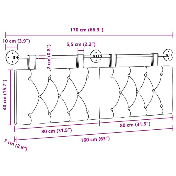 Висяща табла Облачно сиво 170 x 55 x 7 см текстил