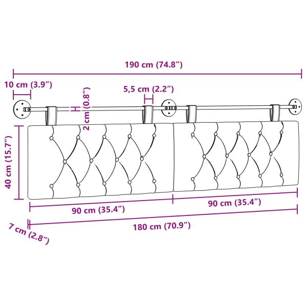 Висяща табла Монтиране на стена Синьо 190 x 55 x 7 см текстил