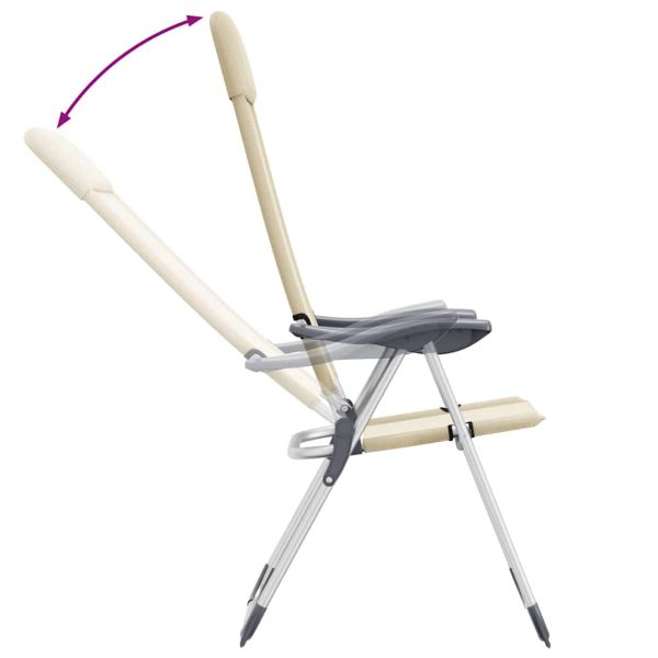 Сгъваеми къмпинг столове, 2 бр, кремави, алуминий