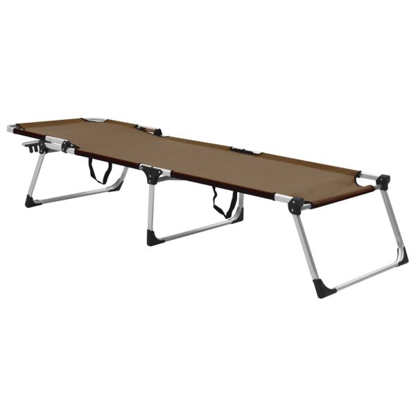 Изключително висок сгъваем шезлонг за възрастни кафяв алуминий