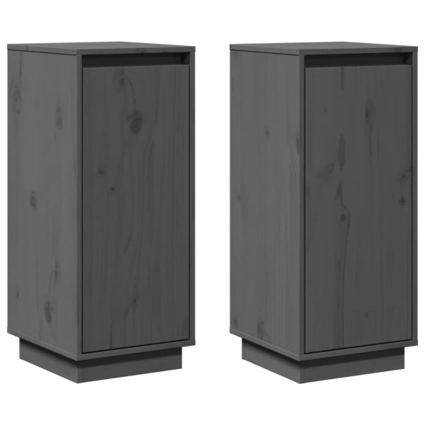 Сайдборди, 2 бр, сиви, 31,5x34x75 см, бор масив