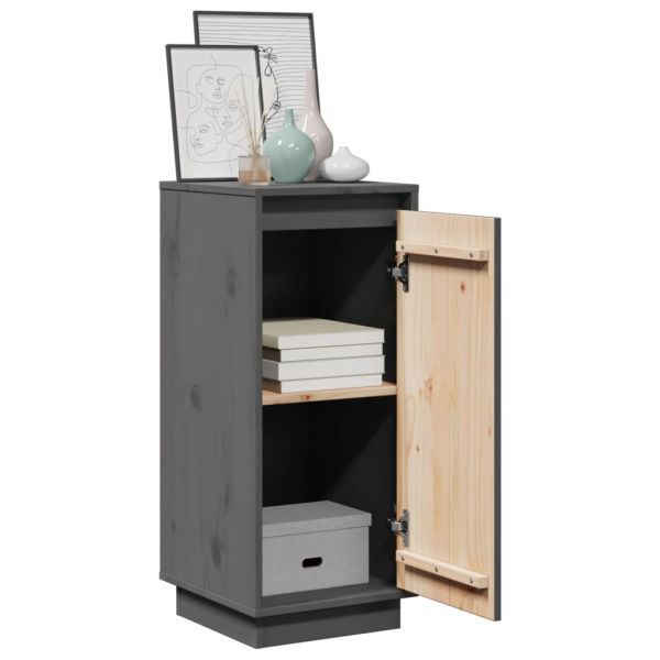 Сайдборди, 2 бр, сиви, 31,5x34x75 см, бор масив