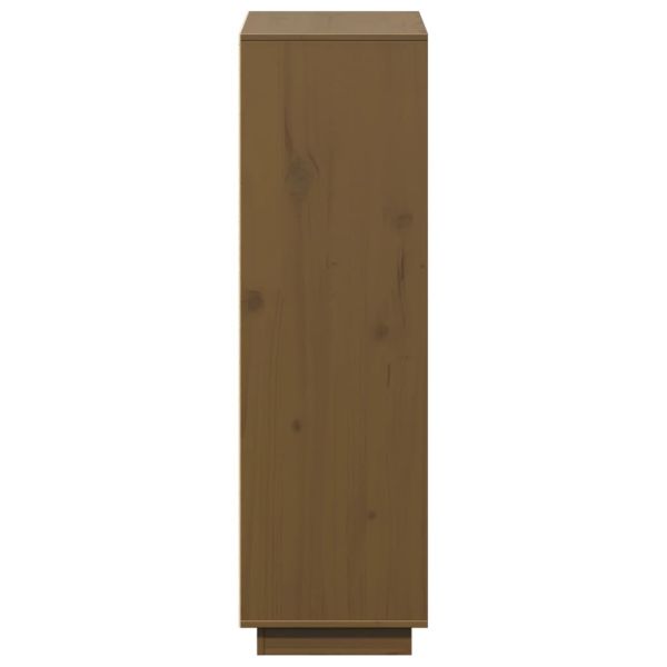 Висок шкаф, меденокафяв, 74x35x117 см, борово дърво масив
