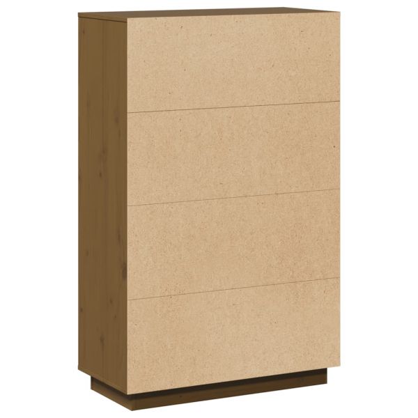 Висок шкаф, меденокафяв, 74x35x117 см, борово дърво масив