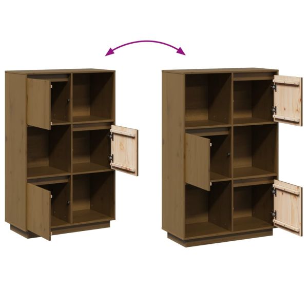 Висок шкаф, меденокафяв, 74x35x117 см, борово дърво масив