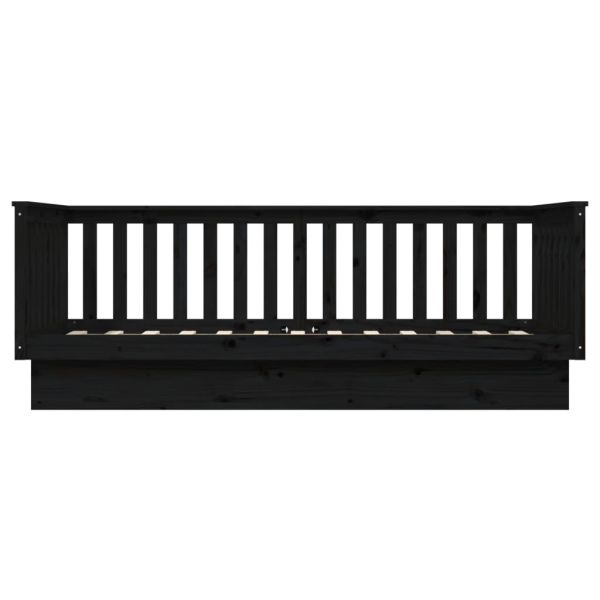 Дневно легло, черно, 100x200 см, борово дърво масив