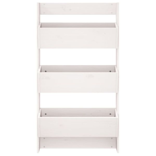 Стенни кашпи 3 нива 60x18,5x110 см бели бор масивна дървесина