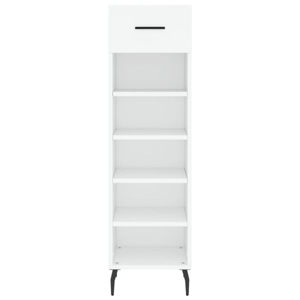 Шкаф за обувки, бял, 30x35x105 см, инженерно дърво