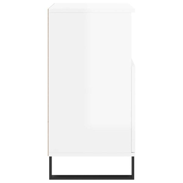 Сайдборд, бял гланц, 60x35x70 см, инженерно дърво