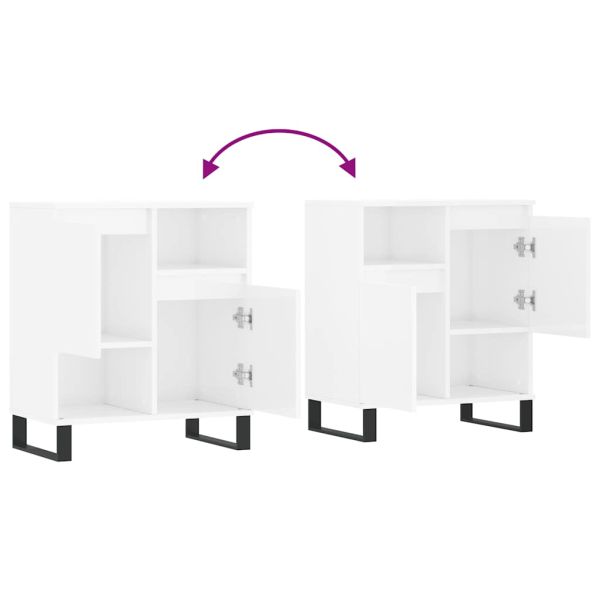 Сайдборд, бял гланц, 60x35x70 см, инженерно дърво