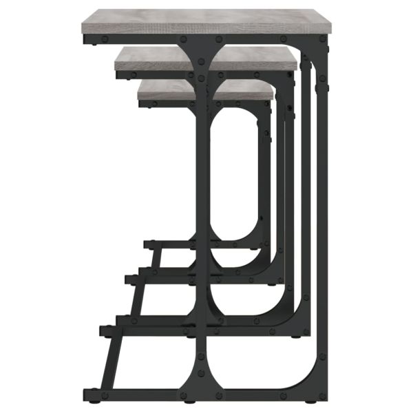 Стифиращи кафе маси, 3 бр, сив сонома, инженерно дърво