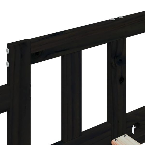 Дневно легло, черно, 90x190 см, борово дърво масив