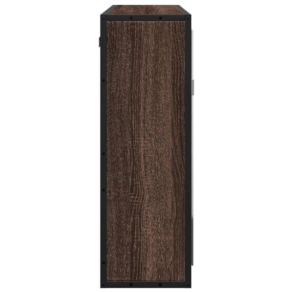 Огледален шкаф за баня Кафяв дъб 65x20x60cm Инженерна дървесина