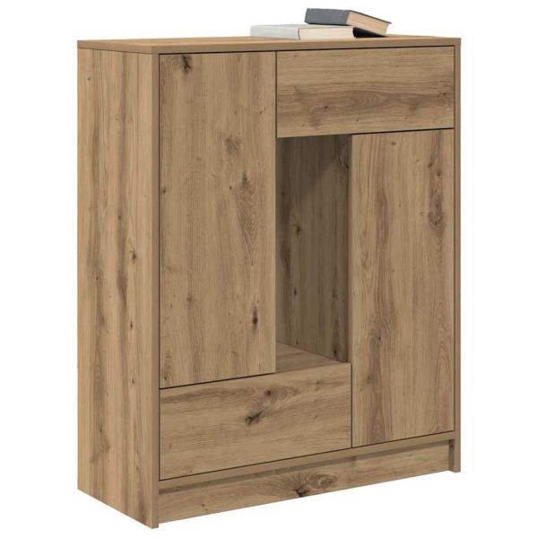Бюфет с чекмеджета и вратички, дъб артизан, 73x31x90 см