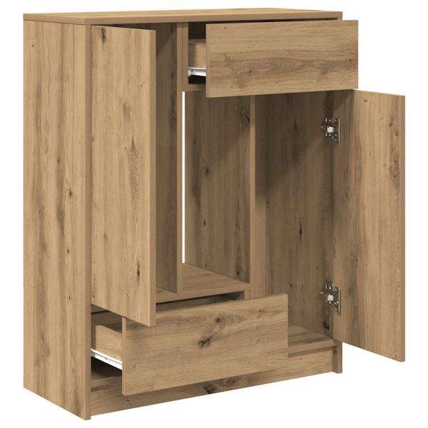Бюфет с чекмеджета и вратички, дъб артизан, 73x31x90 см