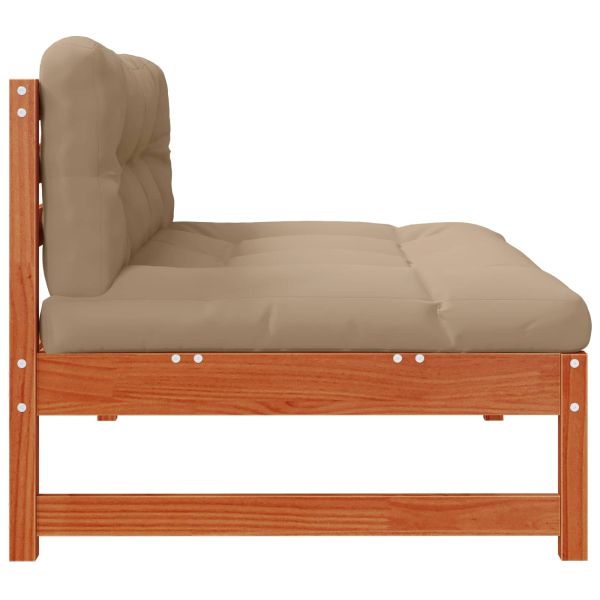 Градинен среден диван Масивна боровина Восъчен Кафяв