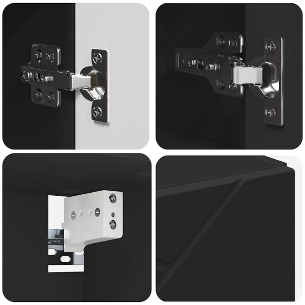 Шкаф с огледало с врата Черно 80 x 17 x 55 см Инженерно дърво