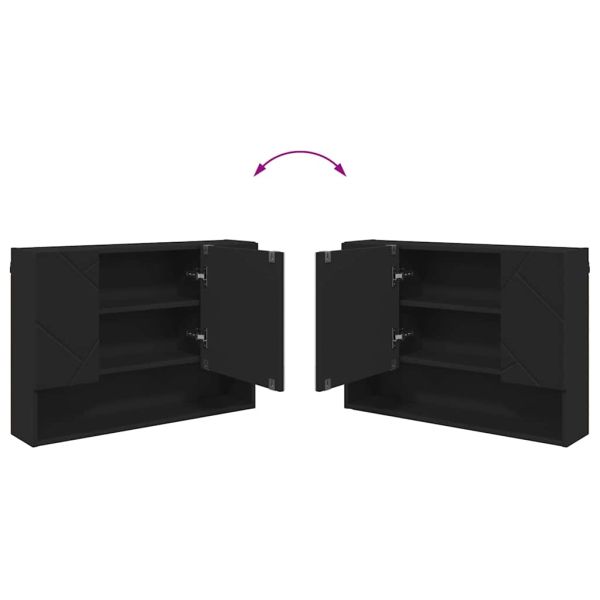 Шкаф с огледало с врата Черно 80 x 17 x 55 см Инженерно дърво