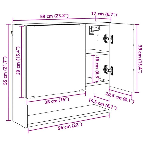 Шкаф с огледало Старо дърво 59 x 17 x 55 см Инженерно дърво