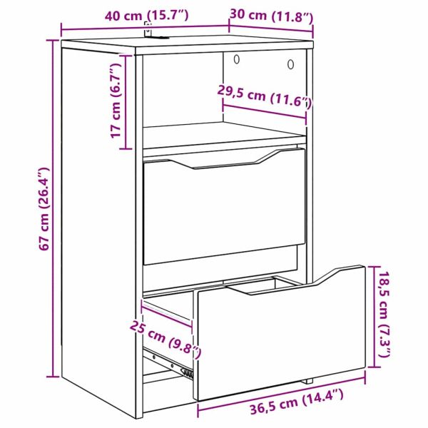 Нощно шкафче Кафяв дъб 40 x 30 x 467 см Инженерно дърво