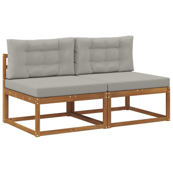 Среден диван за открито 2 Брой Естествен Солидно акациево дърво