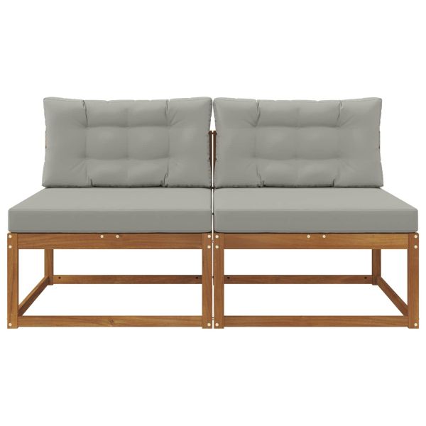 Среден диван за открито 2 Брой Естествен Солидно акациево дърво