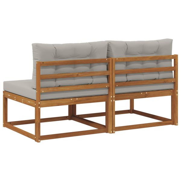 Среден диван за открито 2 Брой Естествен Солидно акациево дърво