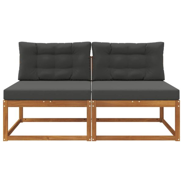 Среден диван за открито 2 Брой Естествен Солидно акациево дърво