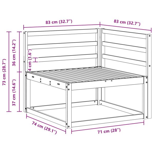 Външен ъглов диван Естествен 83 x 83 x 73 см