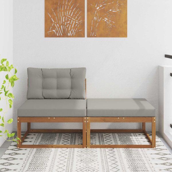 Секционен диван 2 Брой Естествен Солидно акациево дърво