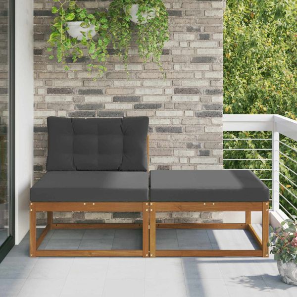 Секционен диван 2 Брой Естествен Солидно акациево дърво