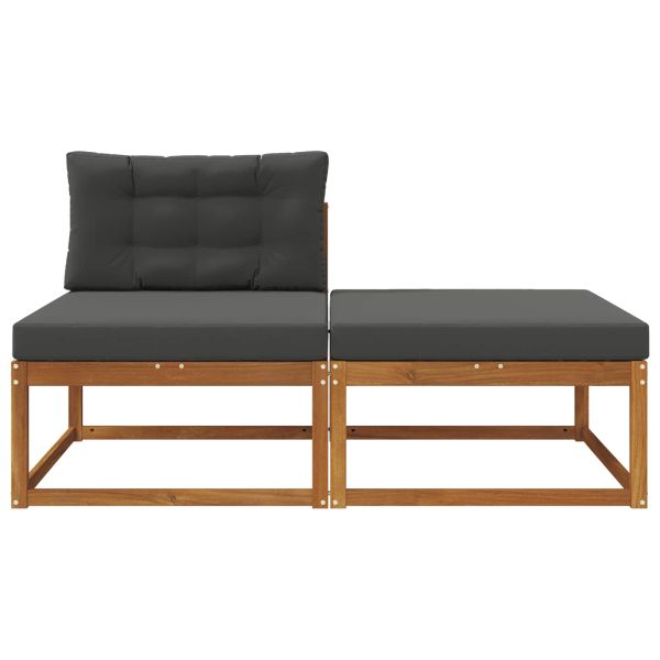 Секционен диван 2 Брой Естествен Солидно акациево дърво