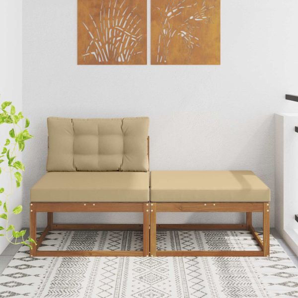 Секционен диван 2 Брой Естествен Солидно акациево дърво