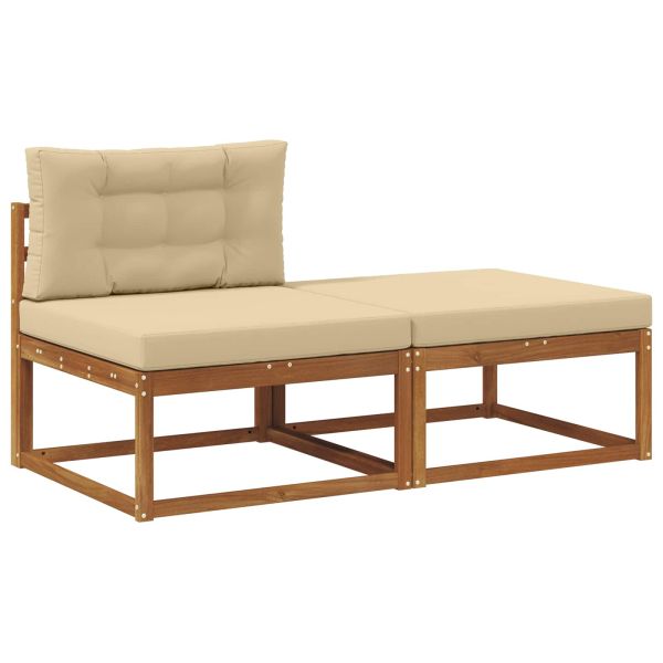 Секционен диван 2 Брой Естествен Солидно акациево дърво