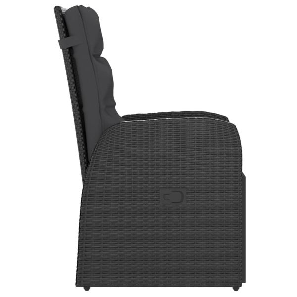 Градински комплект с възглавници, 11 части, полиратан, черен