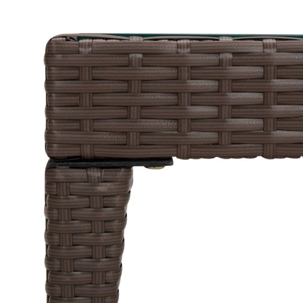 Странична масичка кафяв 50x50x38 см полиратан и закалено стъкло