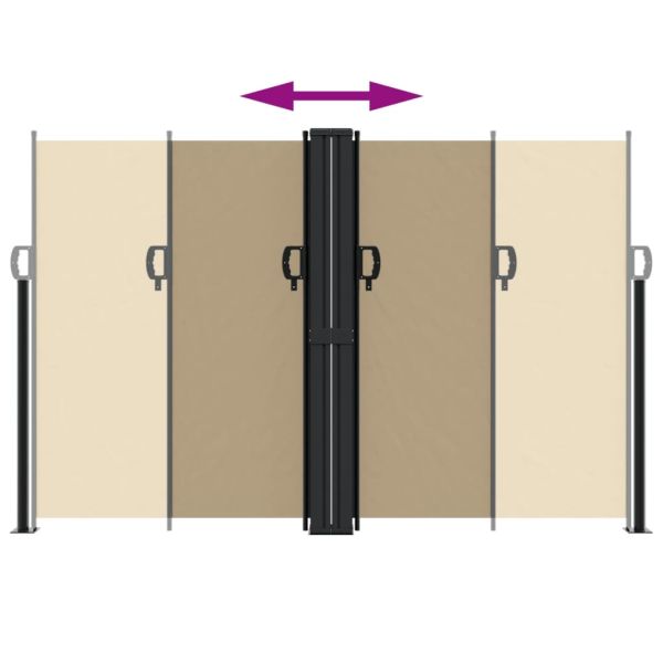 Прибираща се странична тента, бежова, 160x1000 см