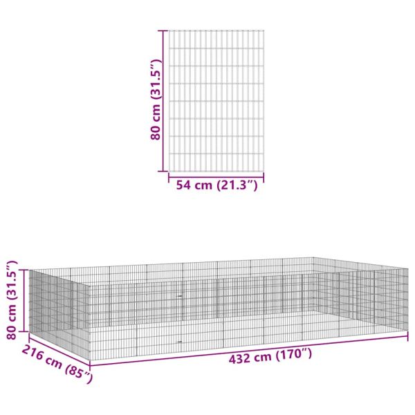 Ограждение за свободно отглеждане на животни 24-панела 54x80 см