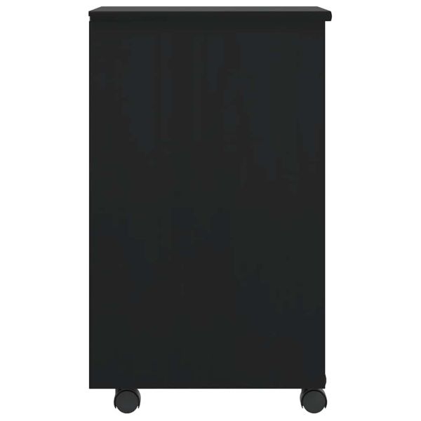 Подвижен шкаф с чекмеджета "MOSS" Черно масивно дърво бор