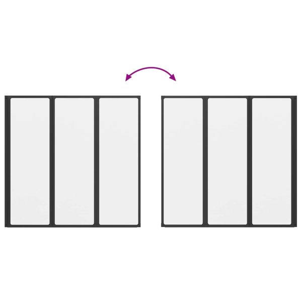 Душ параван Черен 120 x 2 x 117 см Алуминий и PP