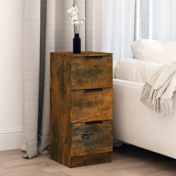 Сайдборд, опушен дъб, 30x30x70 см, инженерно дърво