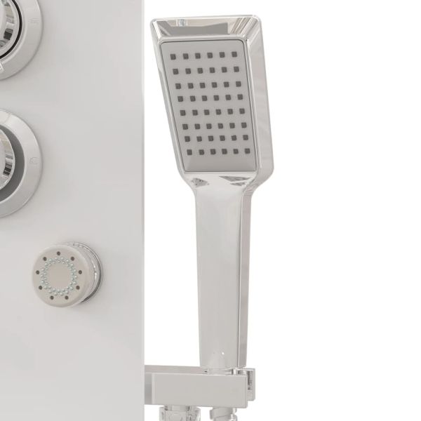 Душ панел, стъклен, 25x47,5x130 см, бял