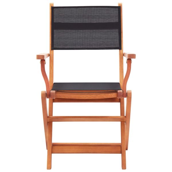 Сгъваеми градински столове 6 бр черни евкалипт масив textilene