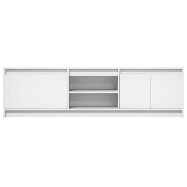 ТВ шкаф с LED, бял, 180x34x50 см, инженерно дърво